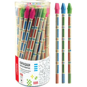 Карандаш чернографитный с ластиком HB deVENTE Таблица умножения корпус ассорти, арт. 5032750