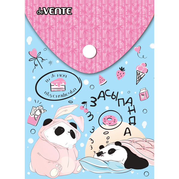 Папка конверт на кнопке А6 150мкр deVENTE Panda, арт. 3079221