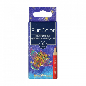 Карандаши цветные 6цветов BRUNO VISCONTI Funcolor укороченные пластиковые, арт. 30-0089