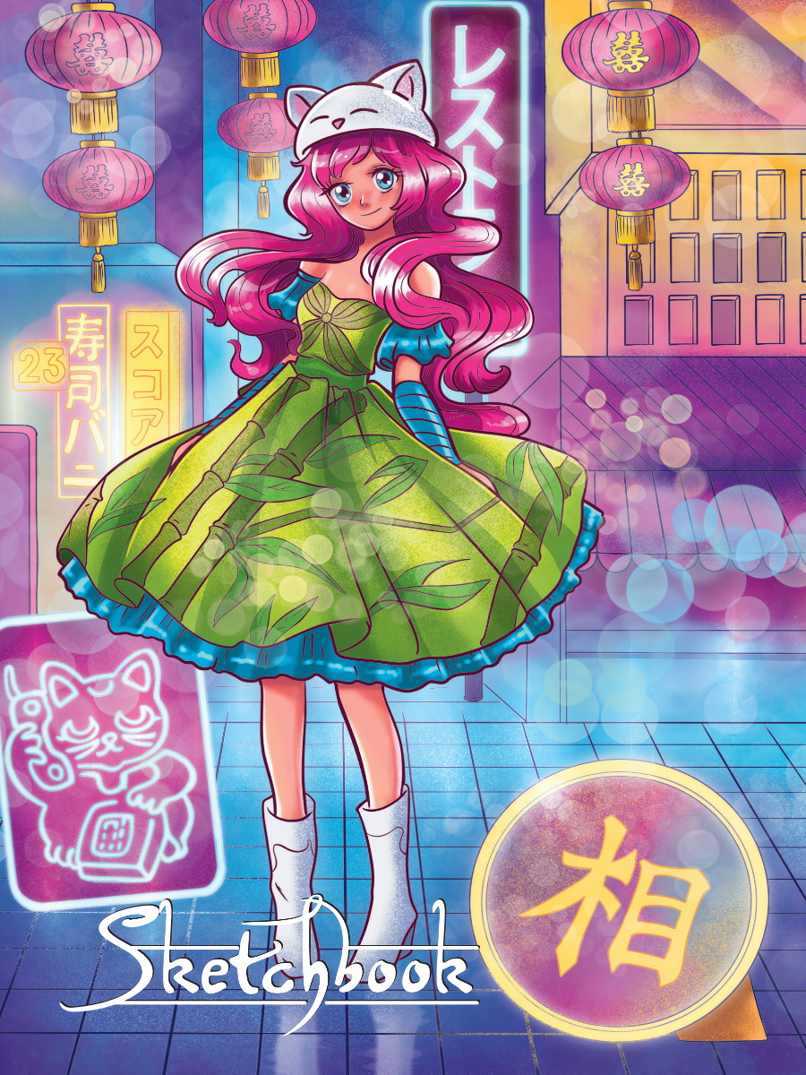 Блокнот/скетчбук А5 80л 100г/м2 ПРОФ-ПРЕСС Аниме Токийский вечер на резинке , арт. 80-1598