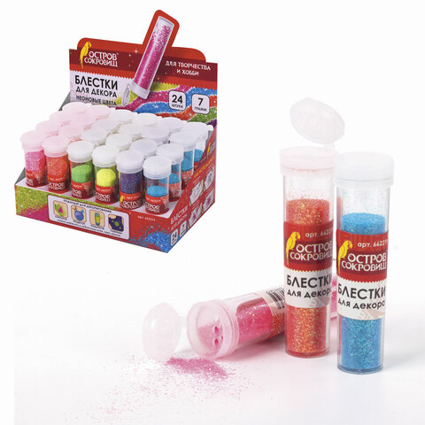Декор для творчества Блестки 7г ОСТРОВ СОКРОВИЩ глиттер ассорти, арт. 662219