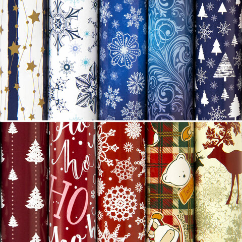 Бумага упаковочная 70*100см Red&Blue ЗОЛОТАЯ СКАЗКА рулон ассорти, арт. 591909