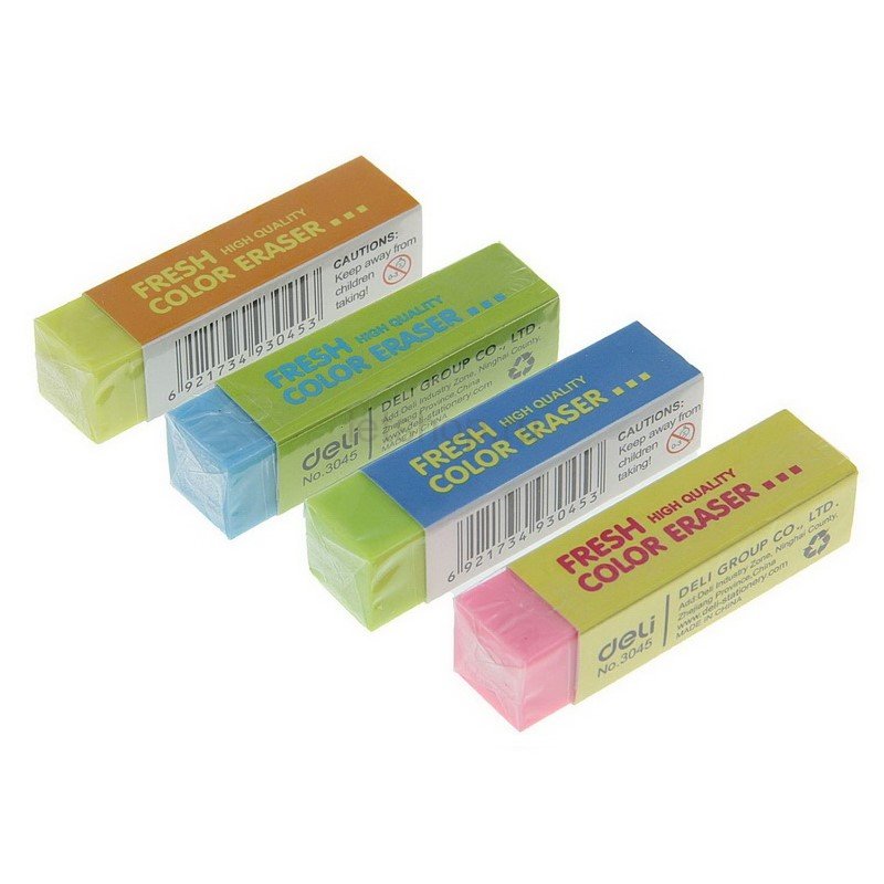 Ластик DELI 60*15*15 Comico ассорти картонный держатель, арт. E3045 
