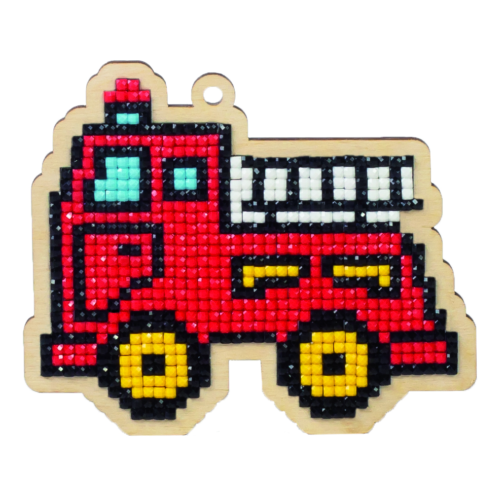 Набор для творчества Алмазная мозаика Подвеска ГРАННИ Пожарная машинка 101*86 дерево, арт. W0153