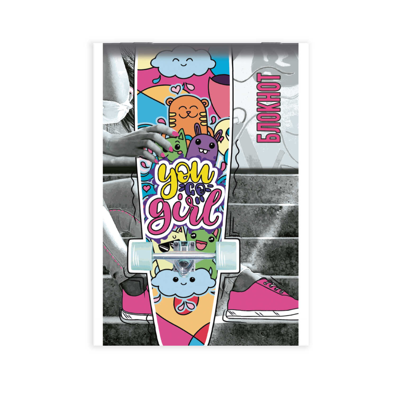 Блокнот А6 40л клетка ФЕНИКС Скейтборд, арт. 64841