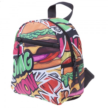 Рюкзак-мини молодежный ХАТБЕР LOOK Ммм...бургер! мягкий уплотненная спинка, арт. NRk_81107