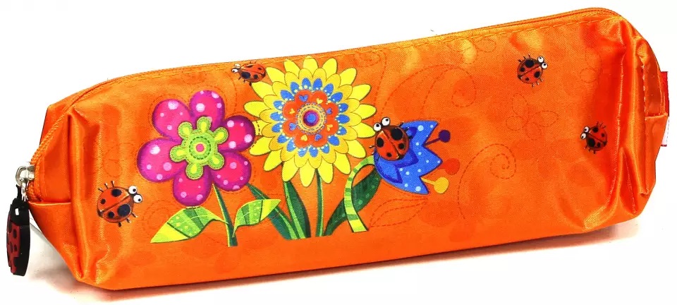 Пенал-косметичка 1 отделение ФЕНИКС Цветы На Оранжевом, арт. 34726
