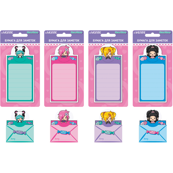 Бумага с клеевым краем фигурная 60*125мм 20л ассорти deVENTE NicoNico, арт. 2010218