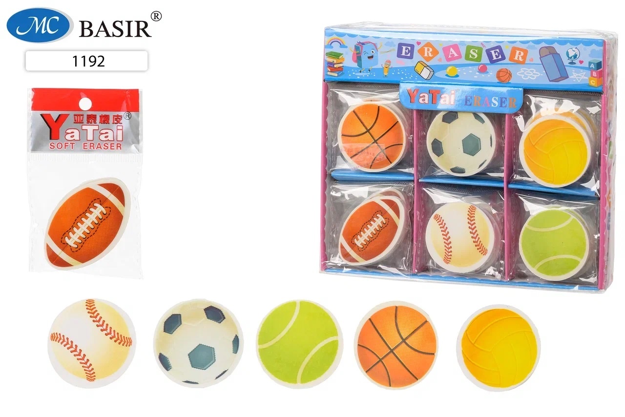 Ластик фигурный MC BASIR Мяч ассорти, арт. 1192