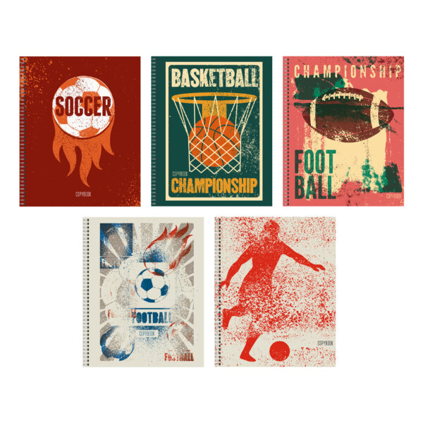 Тетрадь А5 96л клетка спираль LISTOFF Спортивный клуб ассорти, арт. ТС2Л967705