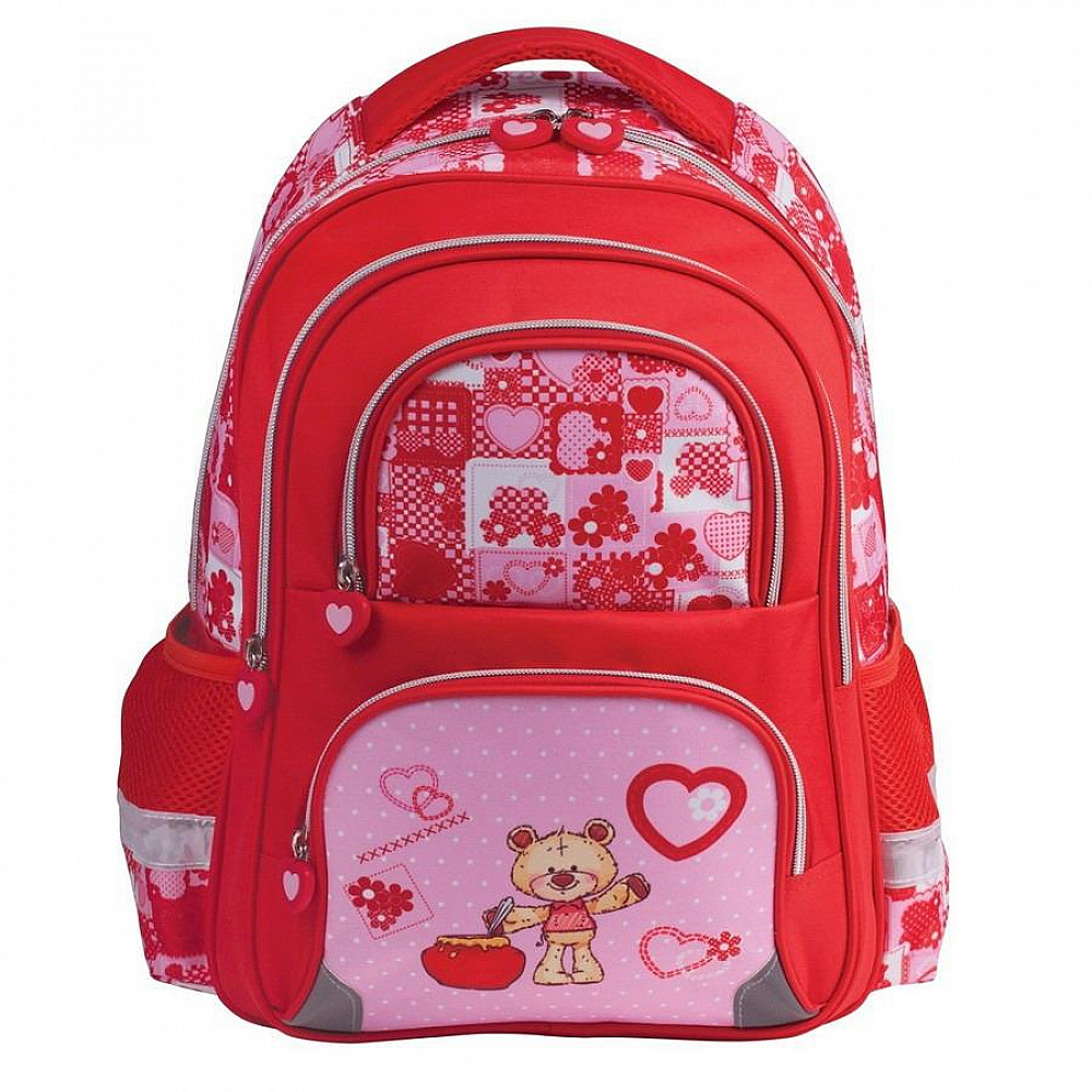 Рюкзак школьный BRAUBERG Розовые цветы розовый/малиновый с EVA-спинкой, арт. 225433