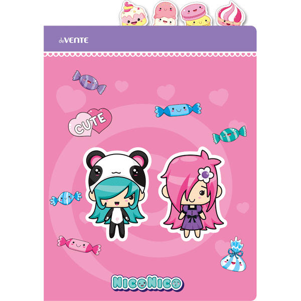 Папка уголок жесткий А4 200мкр deVENTE NicoNico 8 карманов 4 разделителя непрозрачная, арт. 3074303