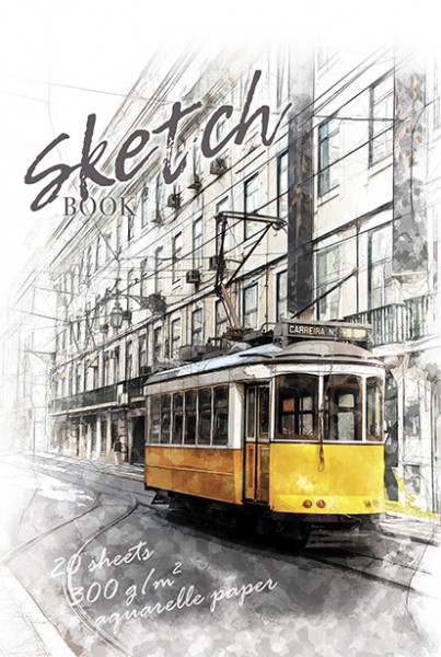 Блокнот/скетчбук А4 20л 300г/м2 спираль ПЗБМ Трамвай акварельная бумага , арт. 097323