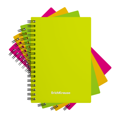 Тетрадь А6 60листов клетка спираль ERICH KRAUSE пластиковая обложка неон, арт. 43531