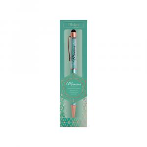 Ручка подарочная шариковая автоматическая синяя BE HAPPY Кристалл Татьяна корпус металл со стилусом , арт. 