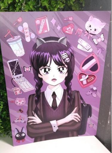 Постер А3 SWEETCAT Уенздей, арт. АК-ПСР-А3-11