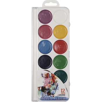 Краски акварельные 12цветов медовые deVENTE пластик/коробка без кисти, арт. 8074602