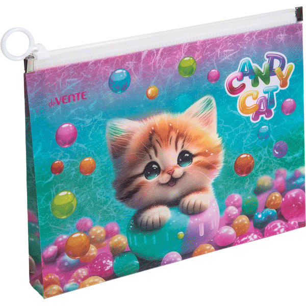 Папка для тетрадей А5 на молнии 1 отделение deVENTE Candy Cat дно с расширением до 4,5см, арт. 3072405