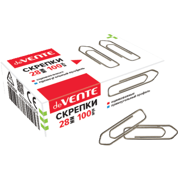 Скрепки канцелярские 28мм 100шт/уп оцинкованные deVENTE, арт. 4135334
