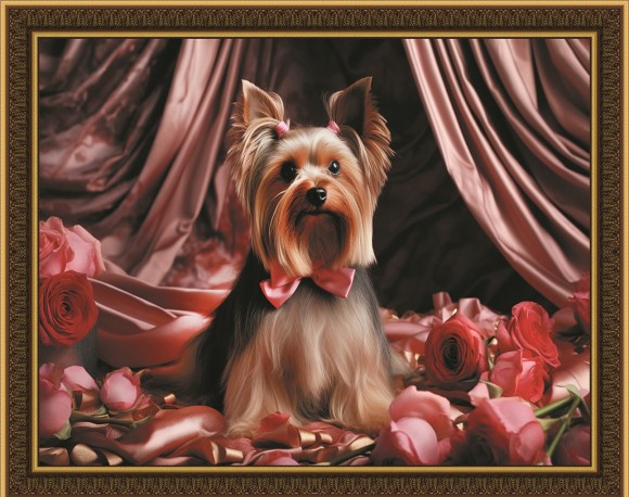 Набор для творчества Алмазная мозаика 40*50 на подрамнике Йоркширский терьер NN с нанесенной рамкой, арт. HWA5887