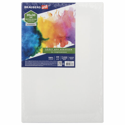 Холст грунтованный на подрамнике мелкое зерно 20*30 BRAUBERG Art Classic , арт. 191667