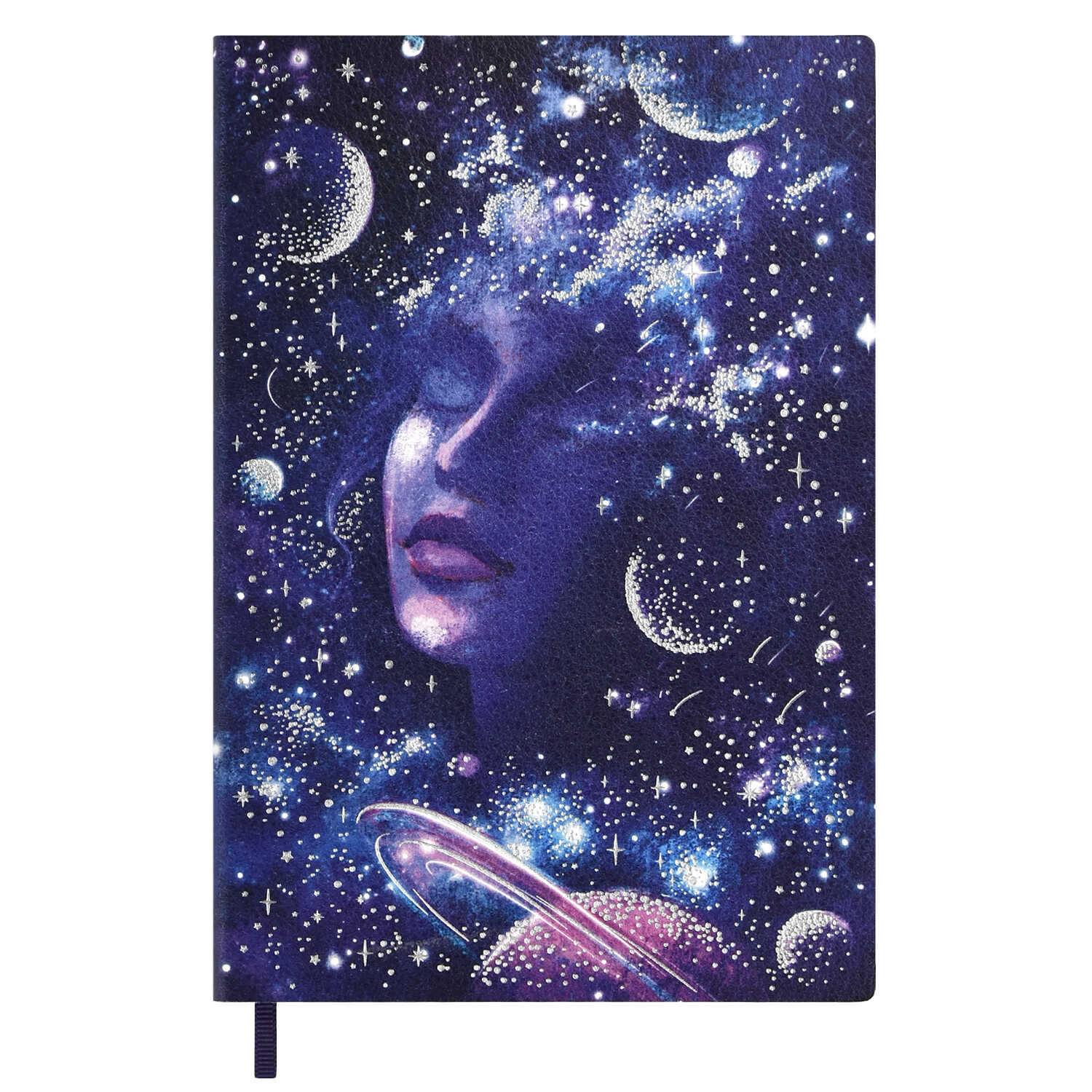 Ежедневник недатированный А5 ФЕНИКС Escalada Наппа Космос искусственная кожа мягкий переплет фиолетовый срез, арт. 60773