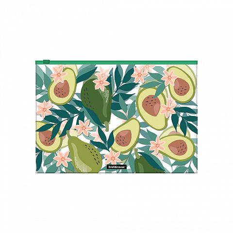 Папка конверт на молнии А4 ERICH KRAUSE Avocado Dusk прозрачная, арт. 55344