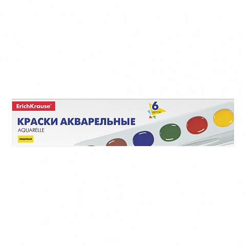 Краски акварельные 6цветов ERICH KRAUSE Basic медовые карт. коробка без кисти, арт. 50585