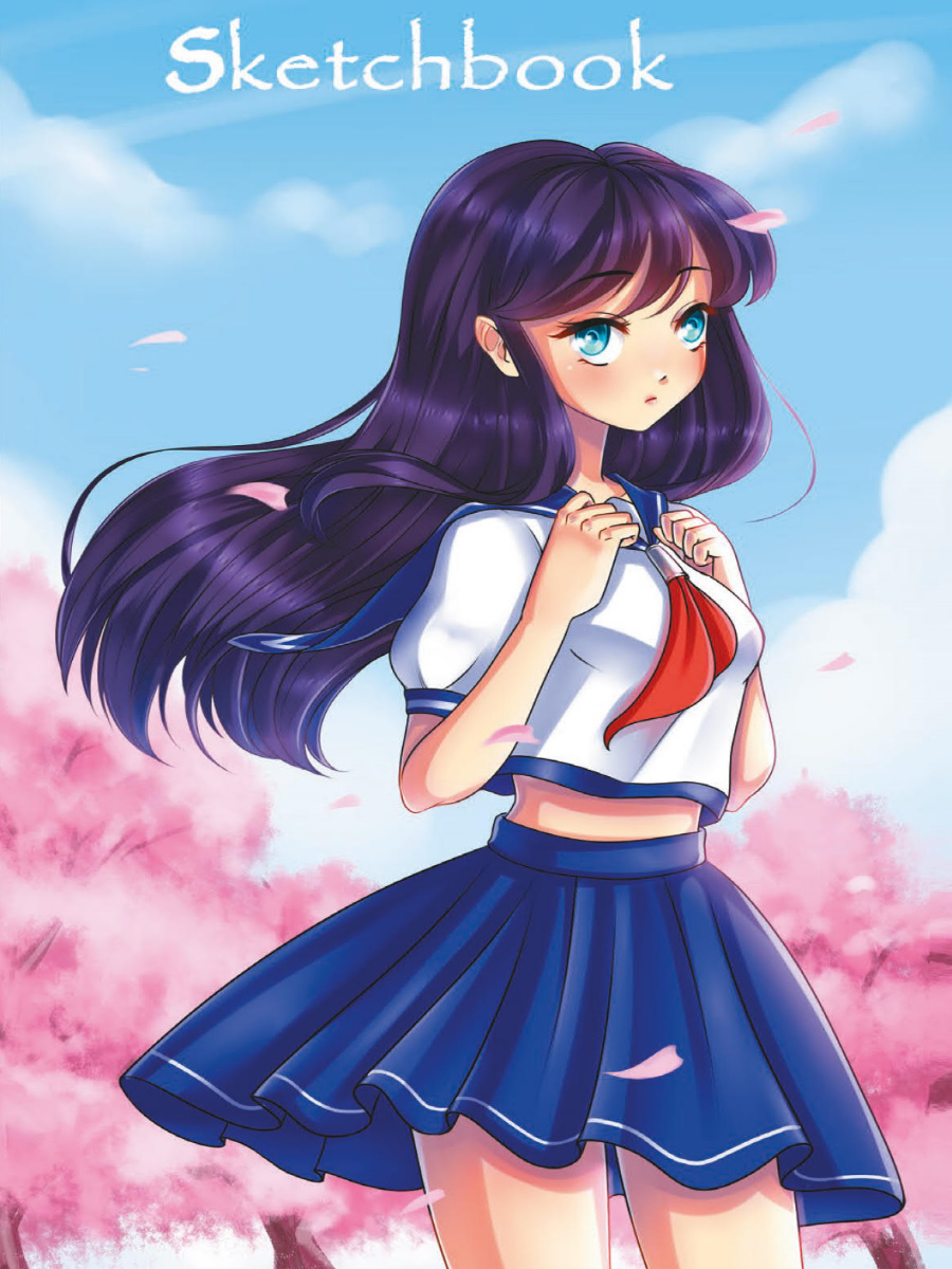 Блокнот/скетчбук А5 40л 70г/м2 ПРОФ-ПРЕСС Аниме девочка на резинке , арт. 80-01616