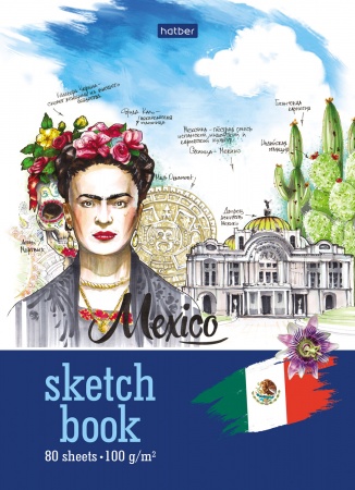 Блокнот/скетчбук А5 80л 100г/м2 спираль ХАТБЕР Вокруг света Мексика , арт. 80Тт5Aгрз_22060