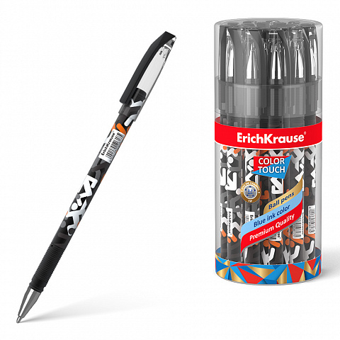 Ручка шариковая синяя 0,7/0,35 E.K. ColorTouch Walkers корпус с рисунком soft-touch, арт. 50817