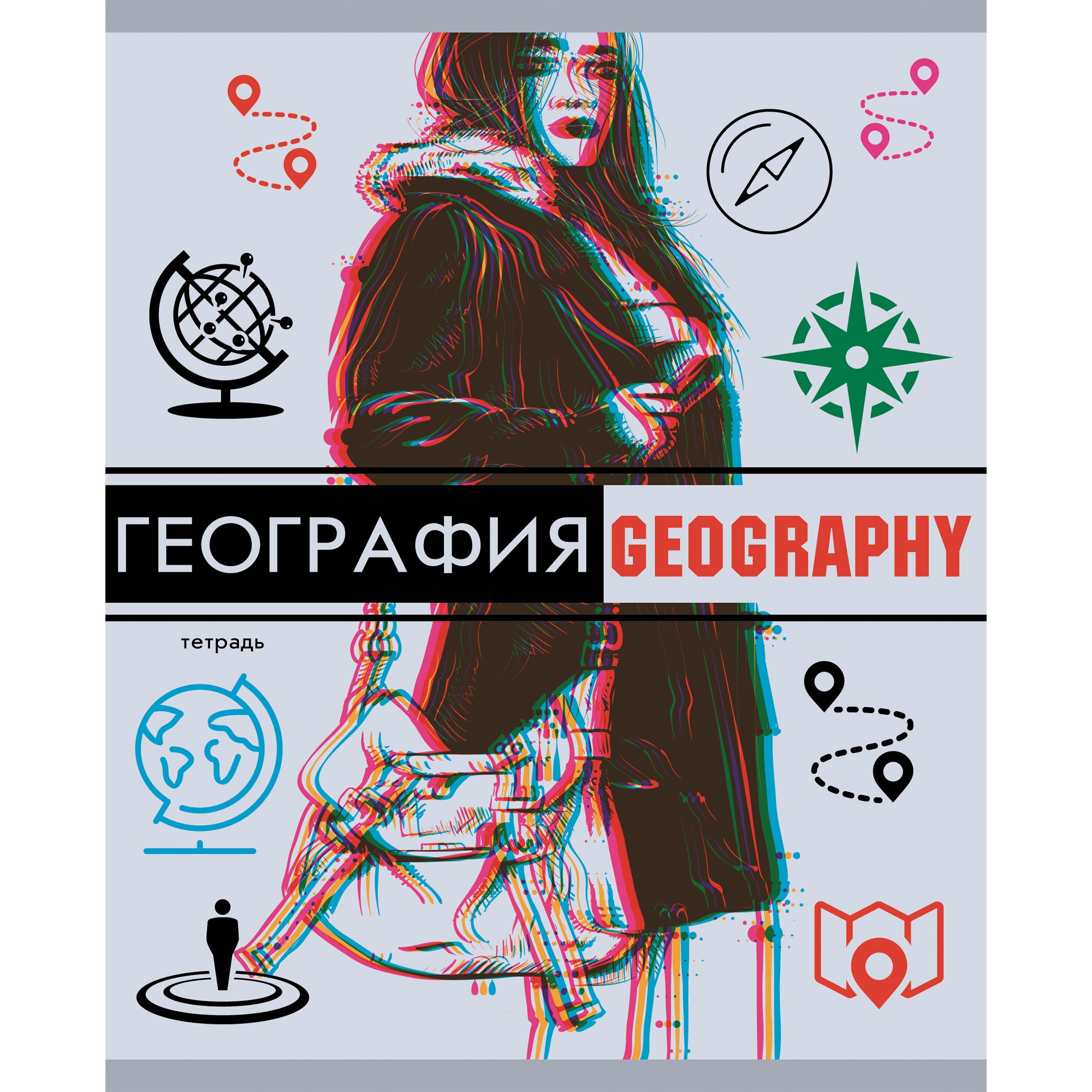 Тетрадь предметная География 48л клетка LISTOFF Glitch, арт. ТТЛ487133