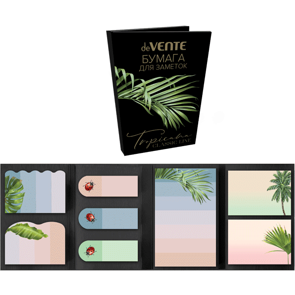 Набор Бумага с клеевым краем фигурная 20л 40*56/56*90 + Закладки с кл краем 20*56мм 3цв deVENTE Tropicana, арт. 2010219