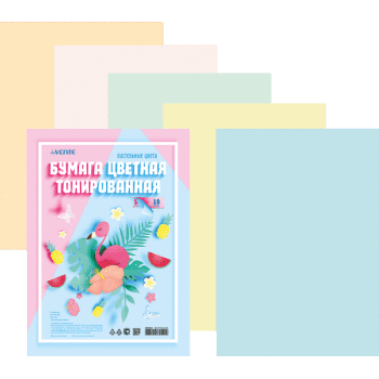 Бумага цветная тонир двусторонняя А4  5цв 10л deVENTE пастель, арт. 8114002
