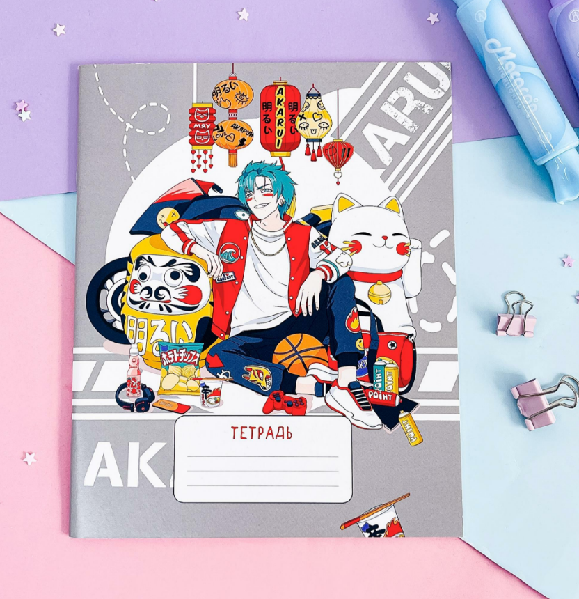 Тетрадь А5 18л кл SWEETCAT Монеки и мотоцикл, арт. АК-ТРК-028