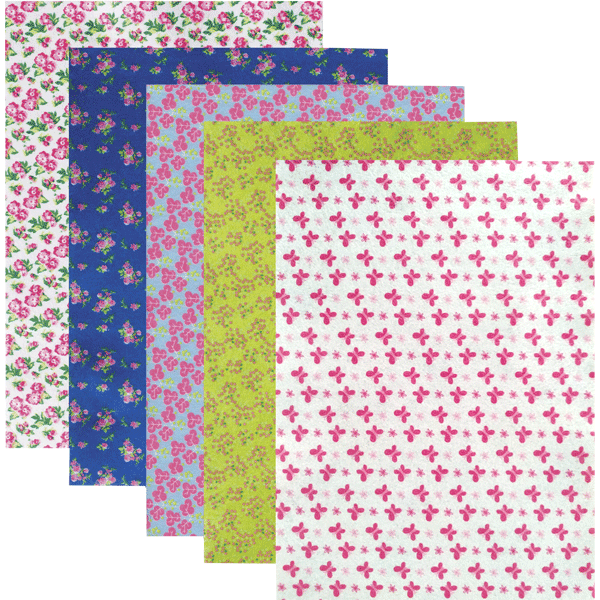 Фетр цветной А4  5цв 5л 2мм deVENTE Цветочный паттерн, арт. 8113210