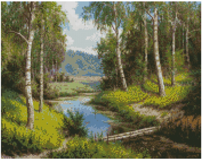 Набор для творчества Алмазная мозаика 40*50 без подрамника Речушка в лесу NN, арт. US0432