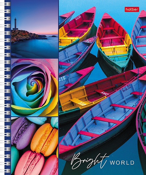 Тетрадь А5 80л клетка спираль ХАТБЕР Яркая жизнь ассорти, арт. 80Т5В1гр