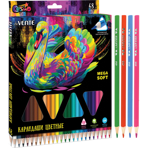 Карандаши цветные 48цветов deVENTE Trio Mega Soft трехгранные, арт. 5025000