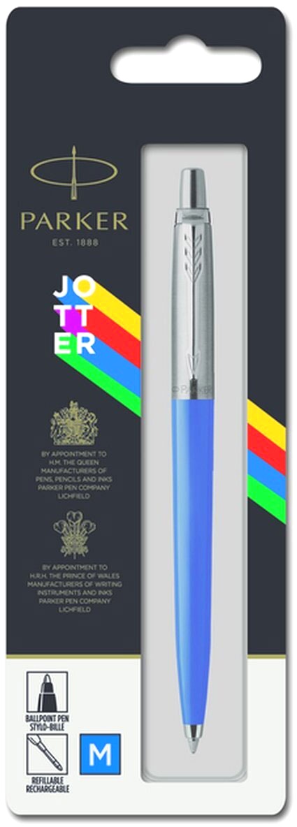Ручка подарочная шариковая автоматическая синяя PARKER Jotter Color K60 Blue CT корпус синий/сталь в блистере, арт. 2076052