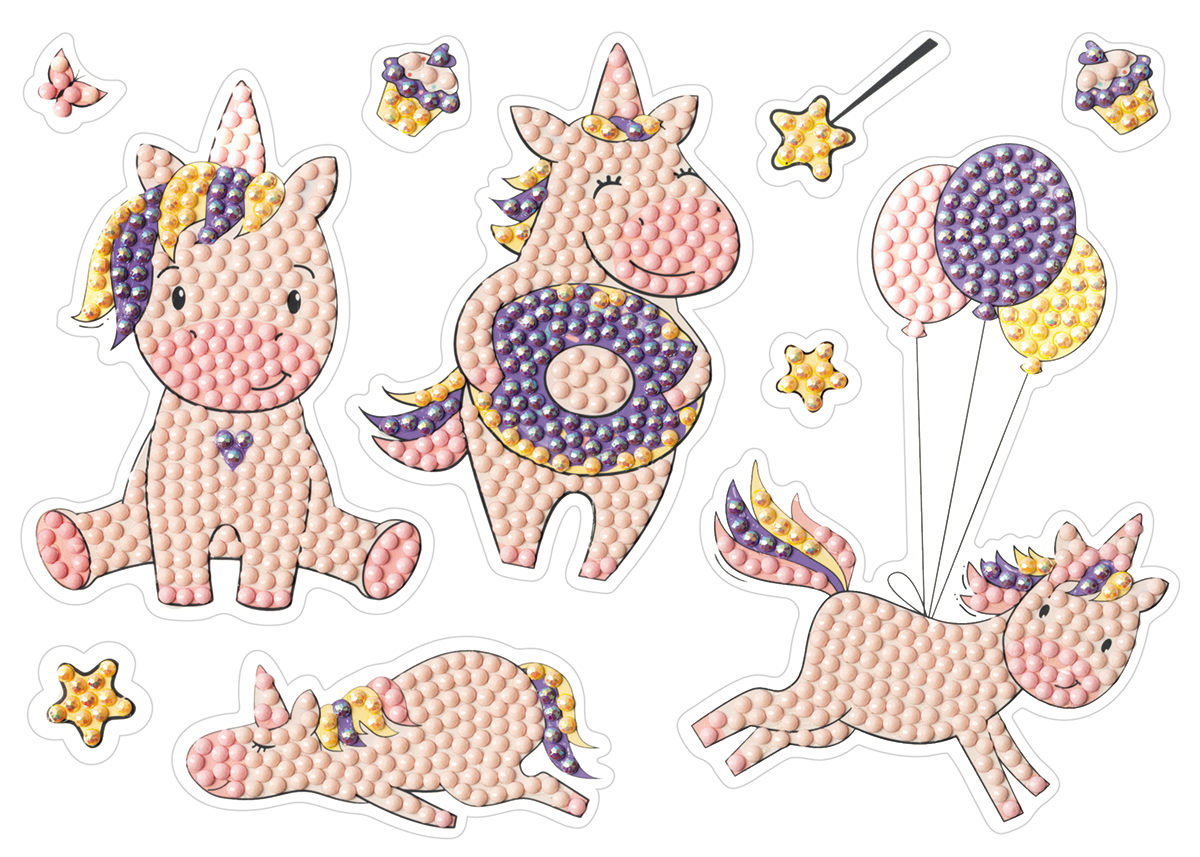 Набор для творчества Алмазная мозаика Наклейки ФРЕЯ Единороги 14*19,5, арт. ALVN-122