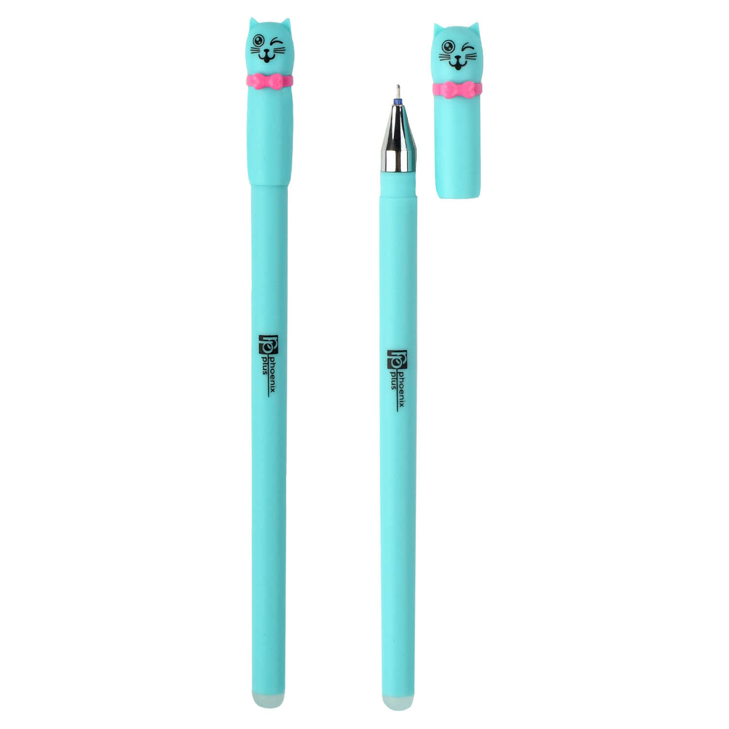 Ручка пиши-стирай гелевая синяя ФЕНИКС  Милые коты корпус ассорти soft-touch , арт. 57852