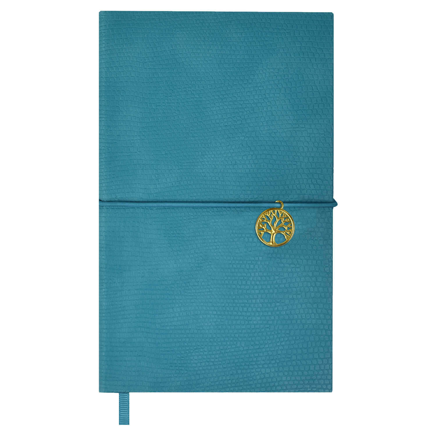 Ежедневник недатированный А6 ФЕНИКС Escalada Снейк искусственная кожа на резинке золотой срез бирюзовый, арт. 60896