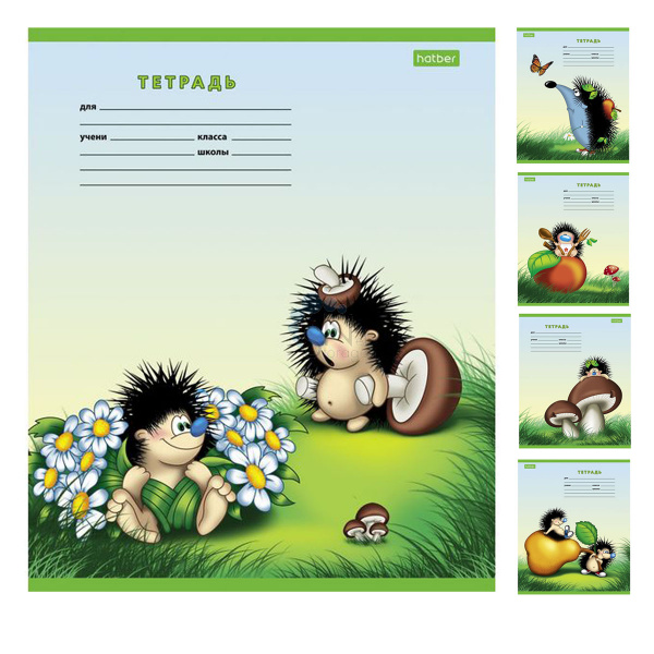 Тетрадь А5 12л линия ХАТБЕР Eco Из жизни ежиков ассорти, арт. 12Т5C2