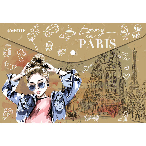 Папка конверт на кнопке А5 180мкр deVENTE Emmy in Paris, арт. 3071217