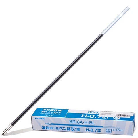 Стержень шариковый синий 140мм 0,7/0,5 ZEBRA H , арт. BR-6A-H-BL