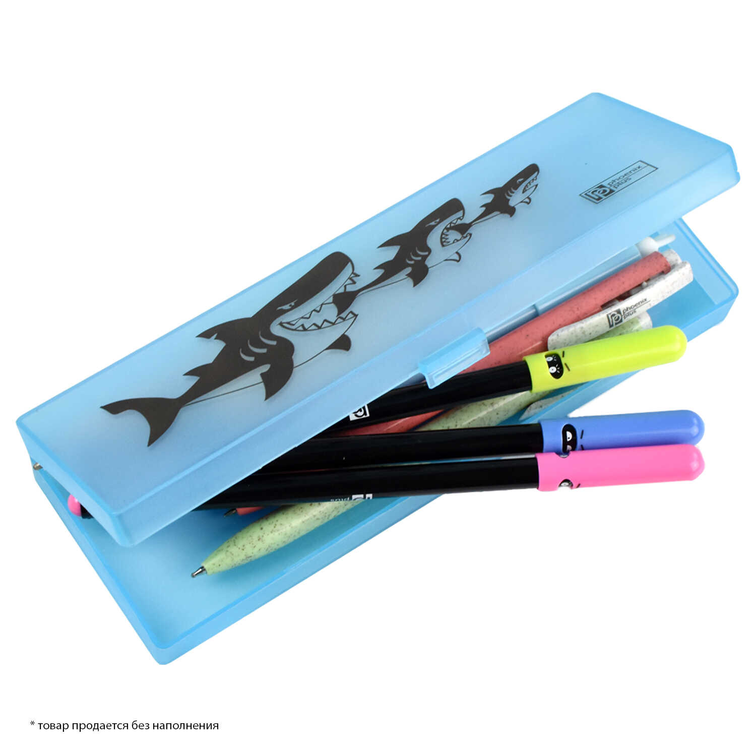 Пенал-футляр ФЕНИКС Акулы пластиковый голубой, арт. 53894