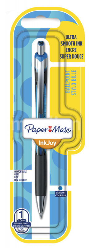 Ручка шариковая автоматическая синяя 1,0/0,8 PAPER MATE InkJoy 550 RT корпус синий с резиновым держателем в блистере, арт. 1956418