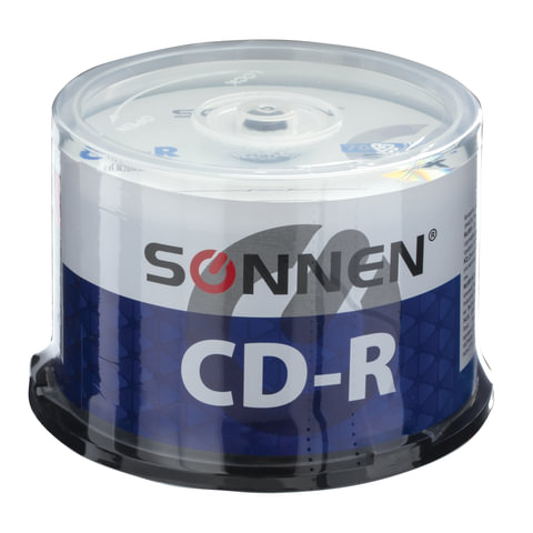 Диск CD-R SONNEN 52x 700Mb Cake Box, арт. 512570