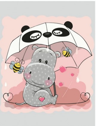 Картина по номерам с акриловыми красками на подрамнике 40*50 NN Бегемотик под зонтом , арт. GX45989